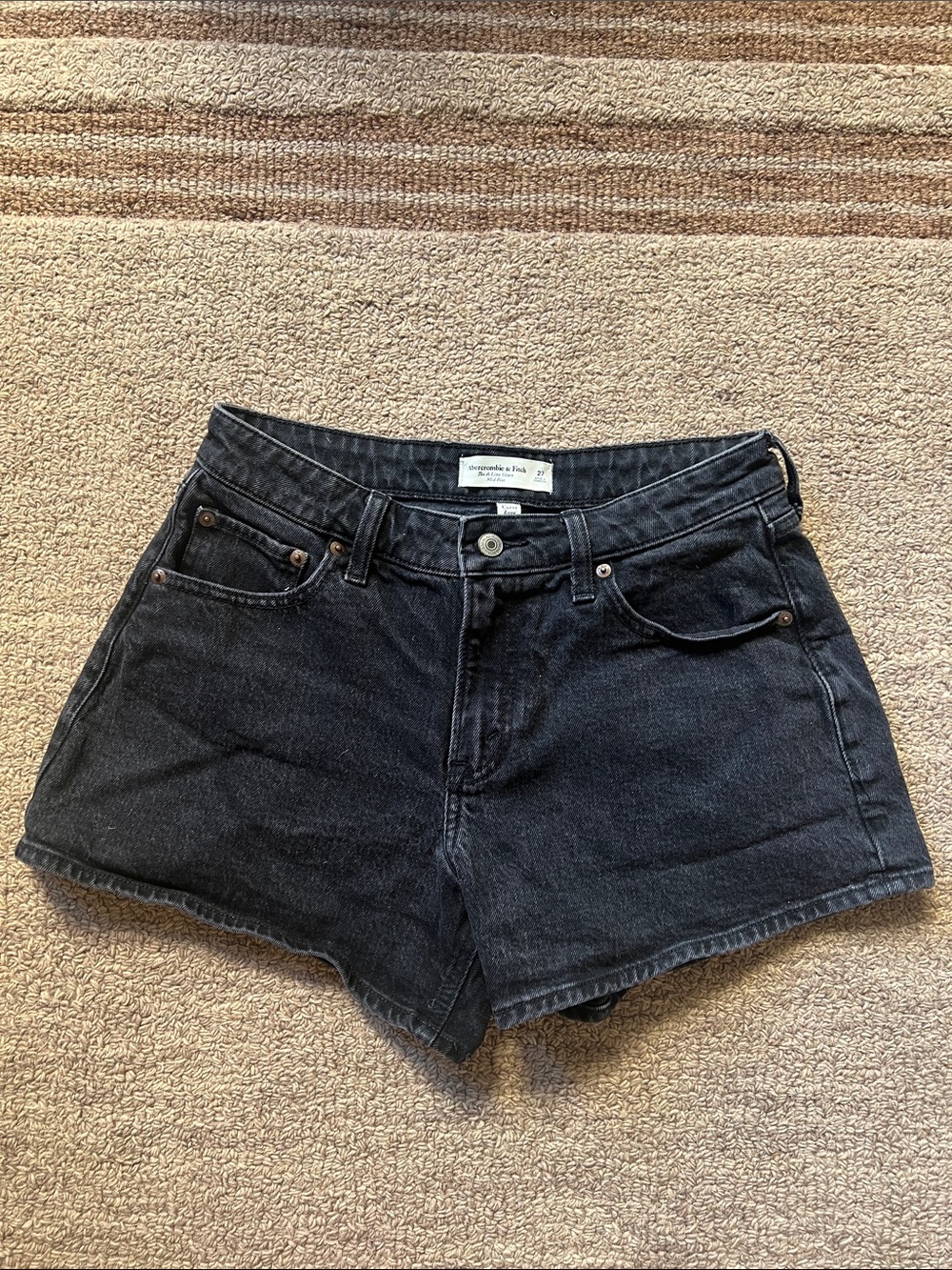 Abercrombie & Fitch Black Washed Denim Cutoff Shorts